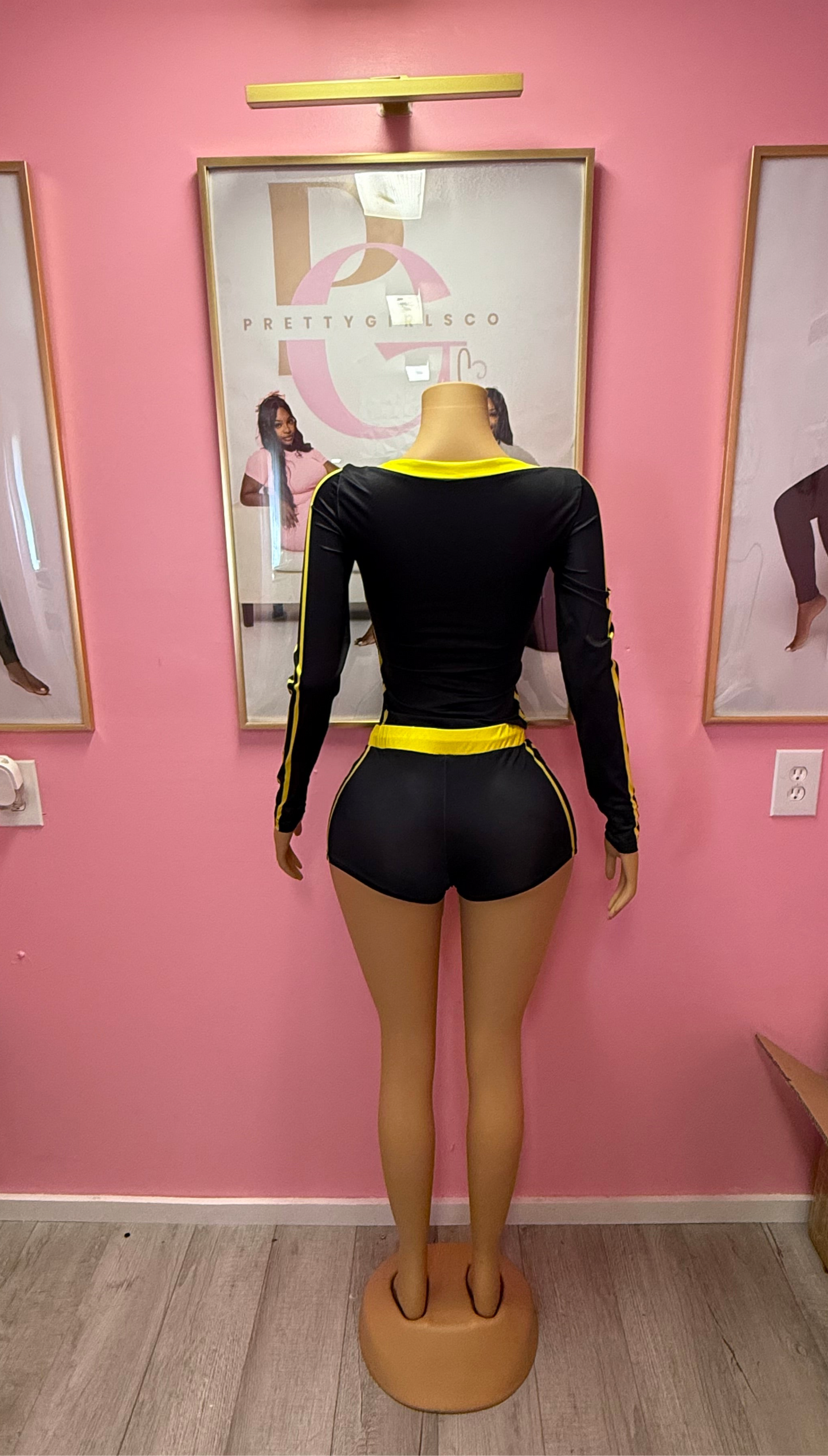 Yellow and Black Two Piece Set