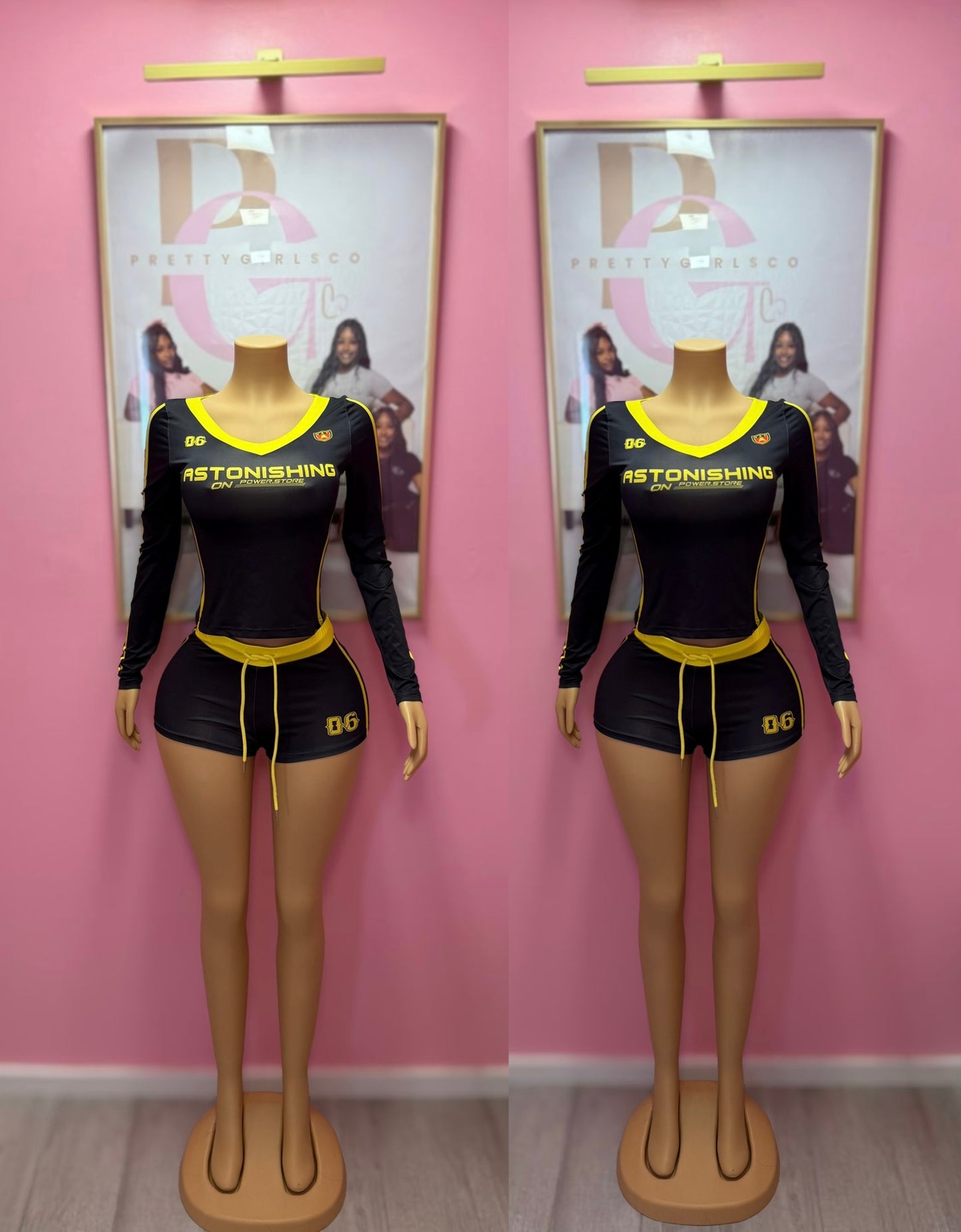 Yellow and Black Two Piece Set